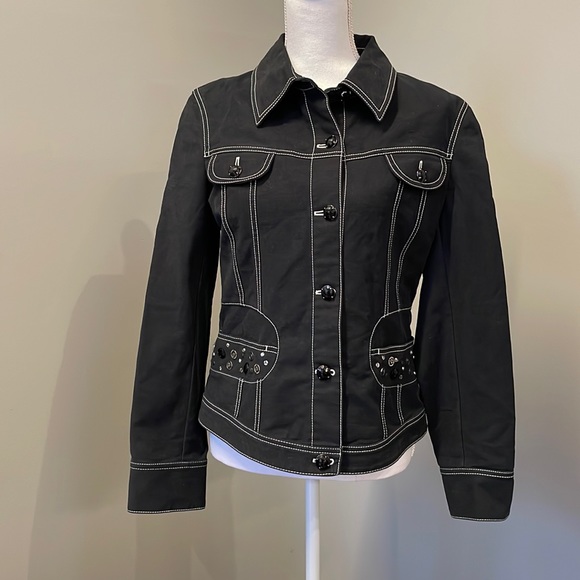 Laurèl Jackets & Blazers - LAURÈL Black Embellished Jacket
